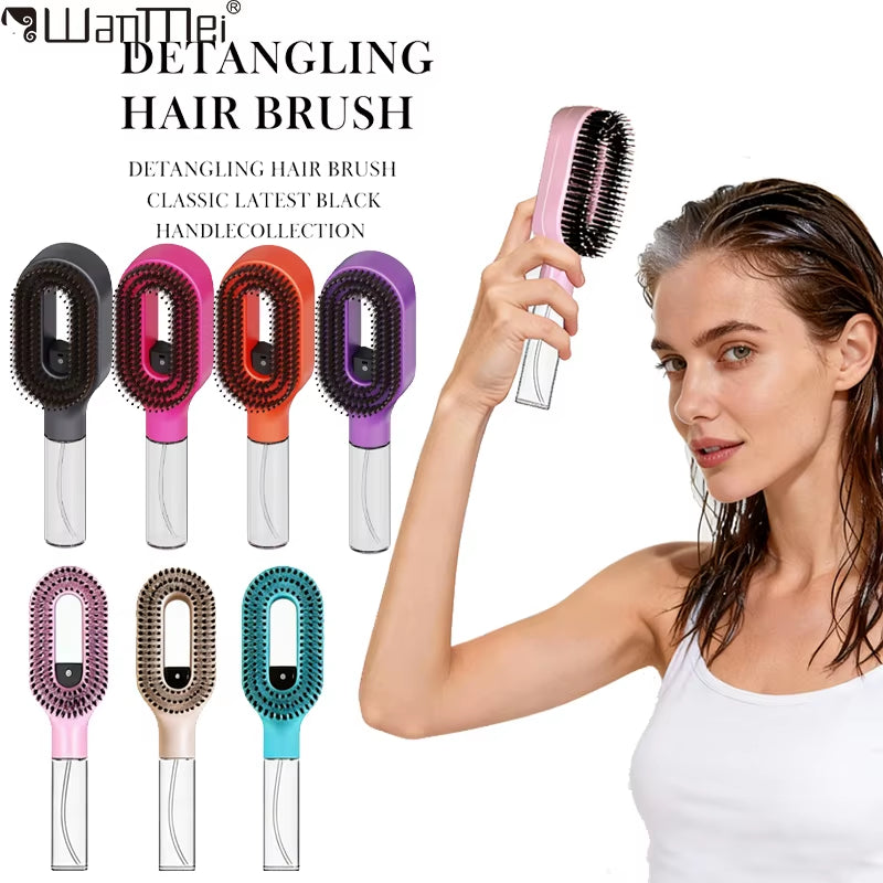2-in-1 Detangling Hair Brush with Scalp Massage and Water Mist Spray - Anti-Static Hair Styling Tool for Home and Travel