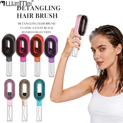 2-in-1 Detangling Hair Brush with Scalp Massage and Water Mist Spray - Anti-Static Hair Styling Tool for Home and Travel