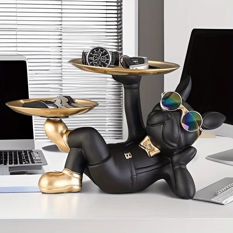 Bulldog Statue Tray, Perfect for Holding Keys, Wallets, Jewelry, etc