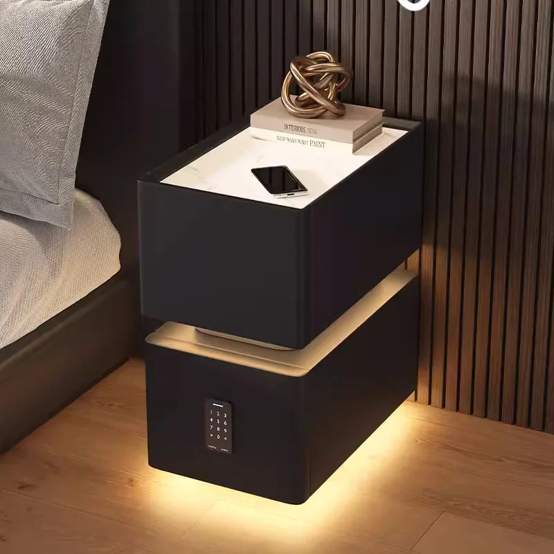 Smart Bedside Table with Wireless Charging and Sensor Light 