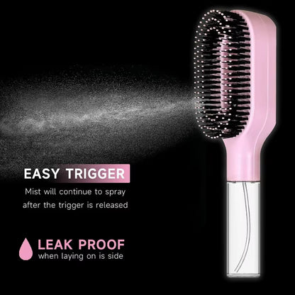 2-in-1 Detangling Hair Brush with Scalp Massage and Water Mist Spray - Anti-Static Hair Styling Tool for Home and Travel