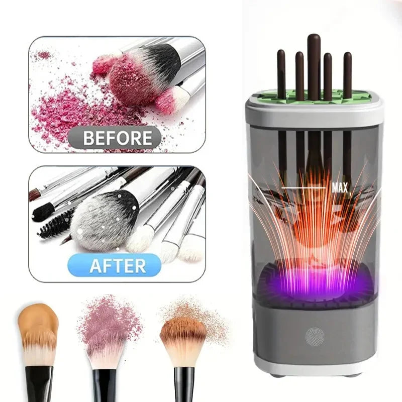 Portable Electric Makeup Brush Cleaner with USB Plug - 3-in-1 Automatic Washing and Drying Tool