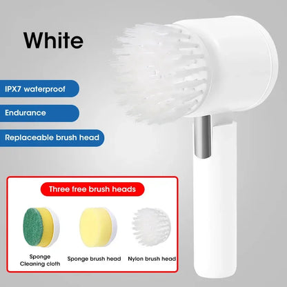 Cordless Waterproof Electric Spin Scrubber - 5 Brush Heads