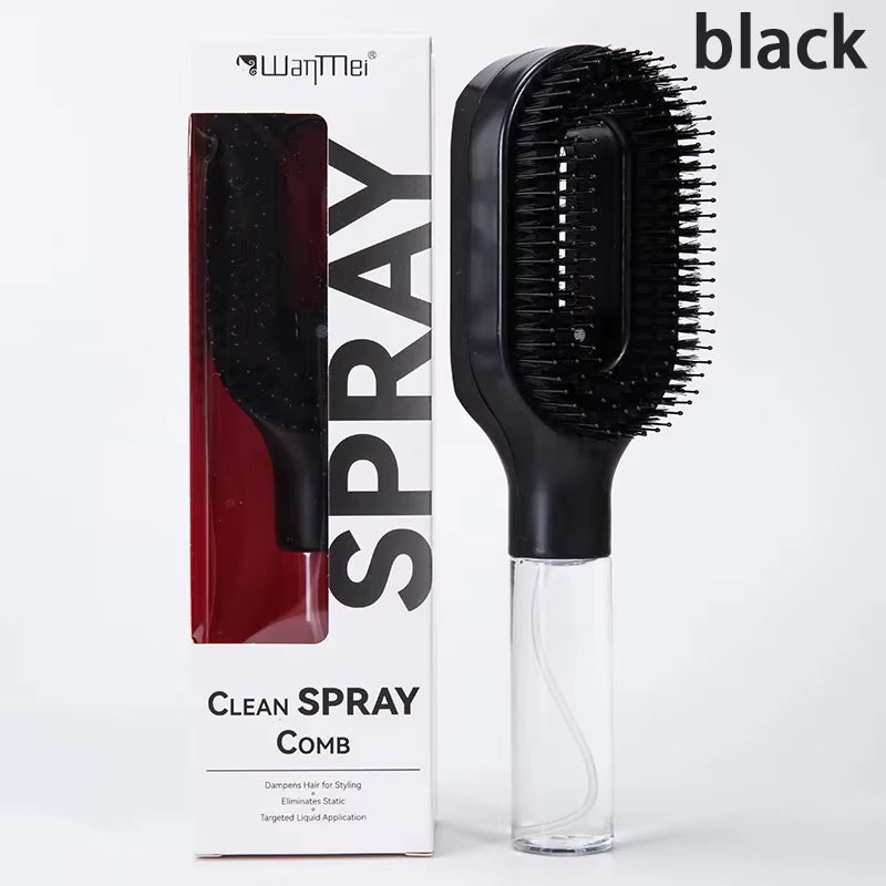 2-in-1 Detangling Hair Brush with Scalp Massage and Water Mist Spray - Anti-Static Hair Styling Tool for Home and Travel