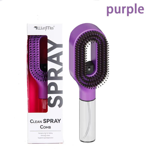 2-in-1 Detangling Hair Brush with Scalp Massage and Water Mist Spray - Anti-Static Hair Styling Tool for Home and Travel
