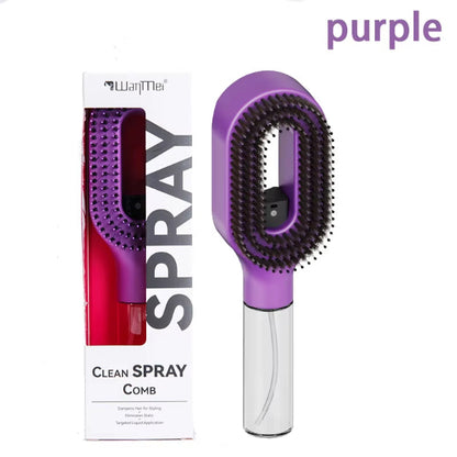 2-in-1 Detangling Hair Brush with Scalp Massage and Water Mist Spray - Anti-Static Hair Styling Tool for Home and Travel
