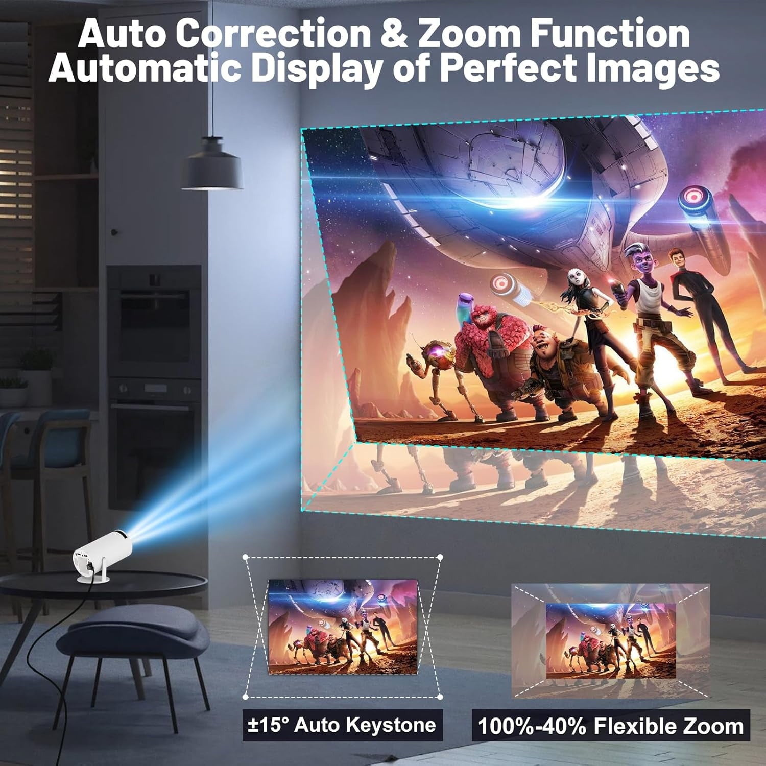 180° Rotatable WiFi Projector with Bluetooth | 4K Supported, 1080P HD